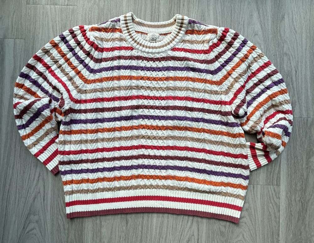 St. John's Bay Striped Crewneck Sweater Size 2X Multi-Color Cotton Blend